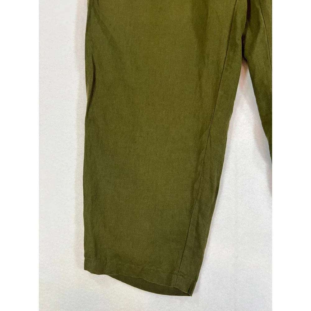 Quince 100% European Linen Straight Leg Pants Olive Green Minimalist Capsule
